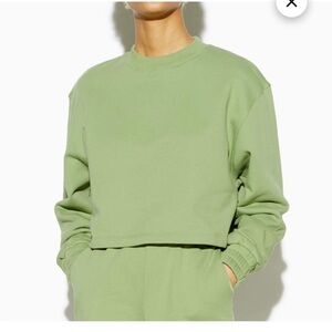 Apparis Isabel Sweatshirt Green Cropped Long Sleeve Organic Cotton Size XXS